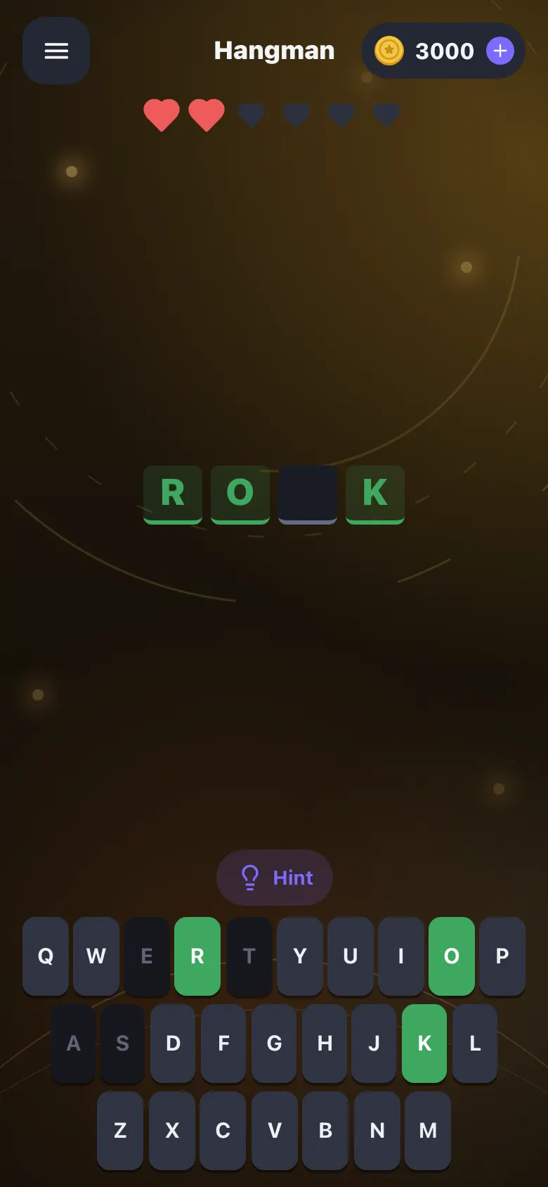 Hangman: open the word letter by letter