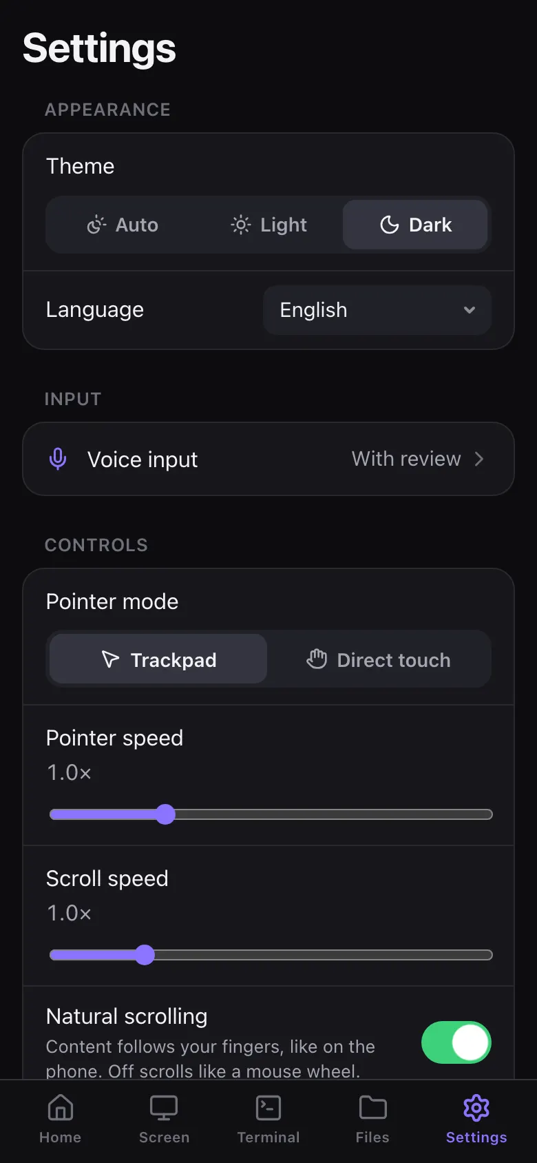 iPhone controls: trackpad and direct touch